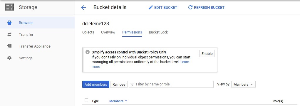 bucket details screenshot bucket details screenshot