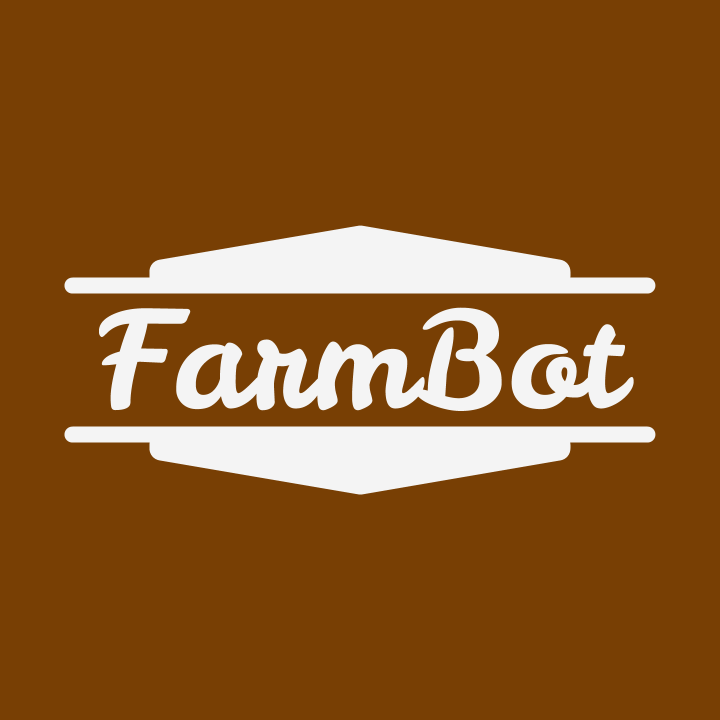 FarmBot Logo Square White on Brown