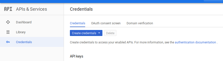 create credentials screenshot