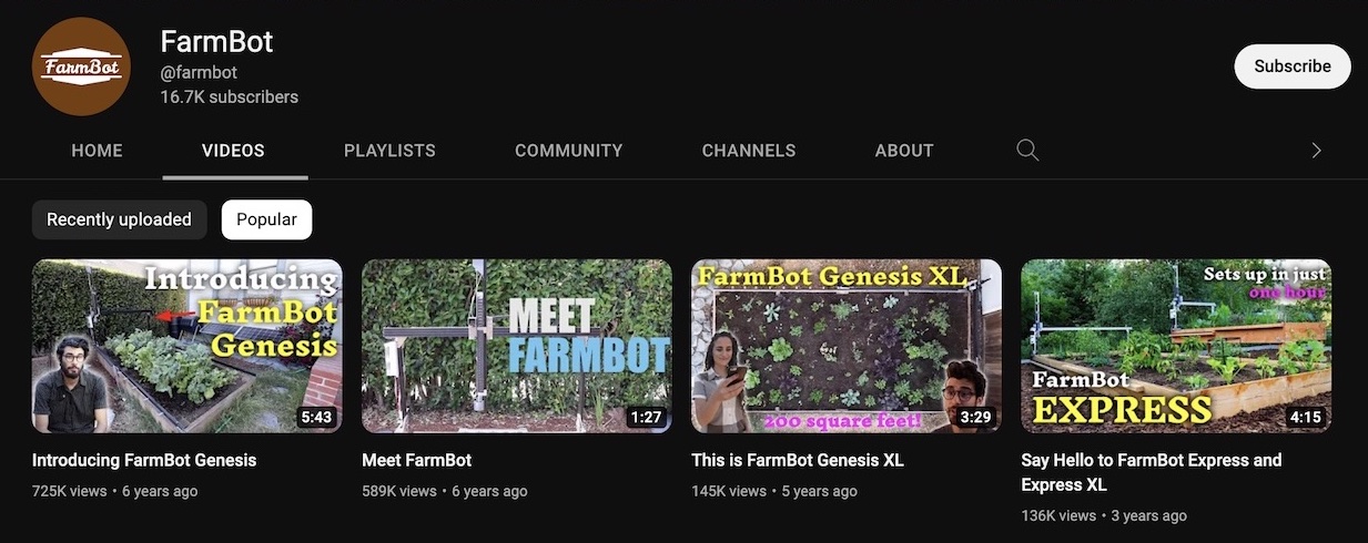 FarmBot YouTube