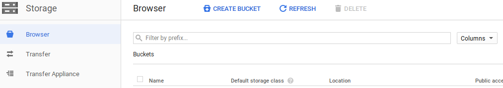 create bucket screenshot